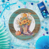 Assiettes En Carton Botte Russe Boot Bow Citrouille Automne (Fête)