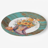 Assiettes En Carton Botte Russe Boot Bow Citrouille Automne (Angle)