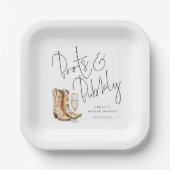 Assiettes En Carton Bottes à script élégant et Réception de mariage pé (Recto)