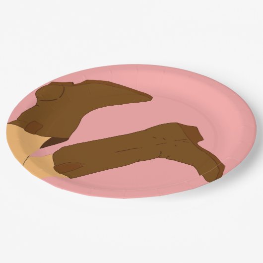 Assiettes En Carton Bottes Cowboy (Angle)
