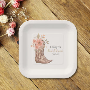 Assiettes En Carton Bottes de cowboy florales élégantes pour enterreme