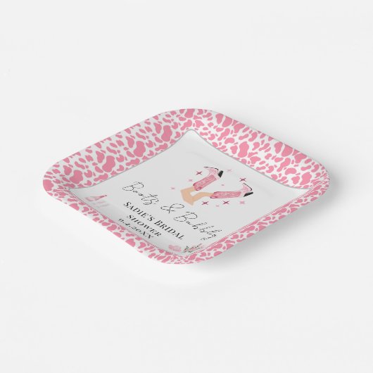Assiettes En Carton Bottes de cowboy roses et douche nuptiale pétillan (Angulaire)