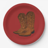 Assiettes En Carton Bottes de cowboy vintages (Devant)