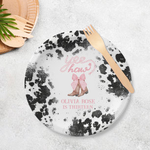 Assiettes En Carton Bottes de poule rose et de poule Coquette Annivers