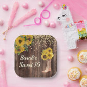 Assiettes En Carton Bottes de tournesol rustique Parties scintillant d (Fête)