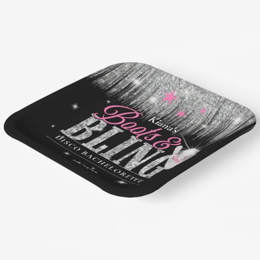 Assiettes En Carton Bottes et Bling Disco Enterrement de Vie de Jeune  (Angulaire)