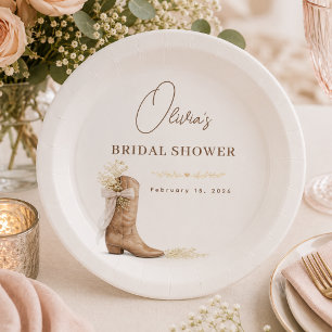 Assiettes En Carton Bottes et Brunch Ruban Floral Baby Shower
