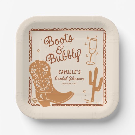 Assiettes En Carton Bottes et bulles main fantaisie dessinée (Recto)