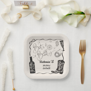 Assiettes En Carton Bottes et Champagne Pétillant Mariage Occidental F
