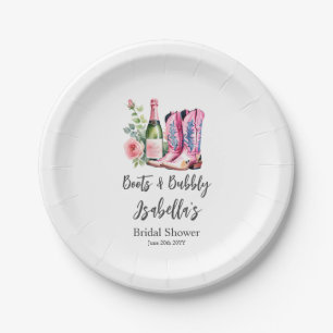 Assiettes En Carton Bottes et Fête des mariées rose mousseuse