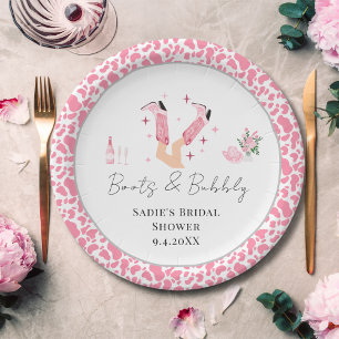 Assiettes En Carton Bottes et Fêtes des mariées Bubbly rose Cowboy