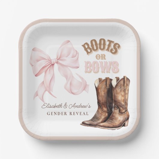 Assiettes En Carton Bottes ou vaches Révélation de genre (Recto)