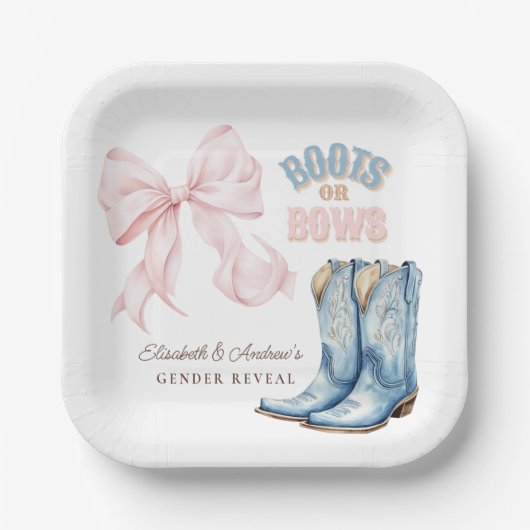 Assiettes En Carton Bottes ou vaches Révélation de genre (Recto)