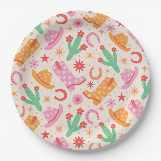 Assiettes En Carton Bottes pour fille super et Motif Casquette avec Ca (Devant)