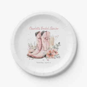 Assiettes En Carton Bottes roses et Fête des mariées en verre de champ