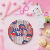 Assiettes En Carton Bouche drapeau bleu-blanc (Fête)