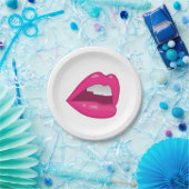 Assiettes En Carton Bouche rose (Fête)