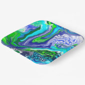 Assiettes En Carton Boucles de marbre bleu et vert citron papier d'ann (Angulaire)