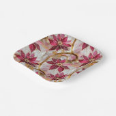 Assiettes En Carton Boucles d'or Bourgogne rose Poinsettias de Noël (Angulaire)
