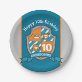 Assiettes En Carton Bouclier Chevalier 10e anniversaire plaque personn (Devant)