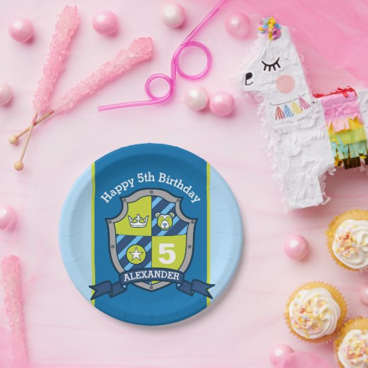 Assiettes En Carton Bouclier Chevalier porter plaque personnalisée de (Fête)