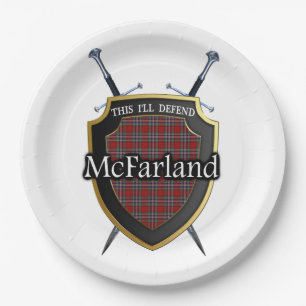 Assiettes En Carton Bouclier et épées de tartan de McFarland de clan