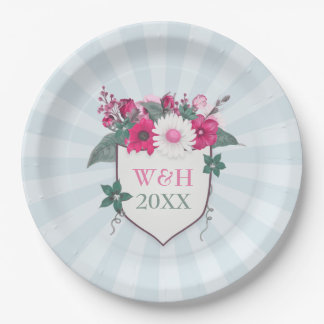 Assiettes En Carton Bouclier monogramme floral