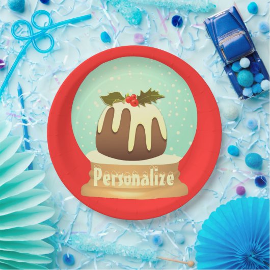 Assiettes En Carton Boudin boudin neige globe tourteau d'hiver rouge v (Fête)