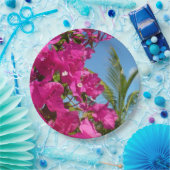 Assiettes En Carton Bougainvilliers et palmiers paysage tropical (Fête)