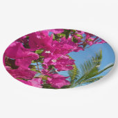 Assiettes En Carton Bougainvilliers et palmiers paysage tropical (Angle)