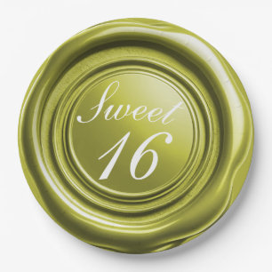 Assiettes En Carton Bougie Chartreuse Wax Seal Drip Sweet 16 Mariage