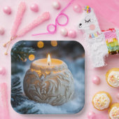 Assiettes En Carton Bougie de Noël (Fête)