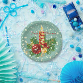 Assiettes En Carton Bougie De Noël Et Étincelles (Fête)