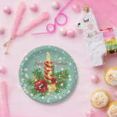 Assiettes En Carton Bougie De Noël Et Étincelles (Fête)
