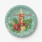 Assiettes En Carton Bougie De Noël Et Étincelles (Devant)