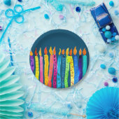 Assiettes En Carton Bougies d'anniversaire aquarelle (Fête)