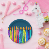 Assiettes En Carton Bougies d'anniversaire aquarelle (Fête)