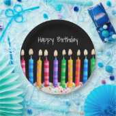 Assiettes En Carton Bougies d'anniversaire en noir (Fête)