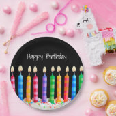 Assiettes En Carton Bougies d'anniversaire en noir (Fête)