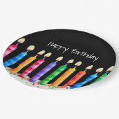 Assiettes En Carton Bougies d'anniversaire en noir (Angle)