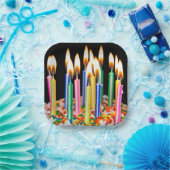 Assiettes En Carton Bougies D'Anniversaire Sur Gâteau (Fête)