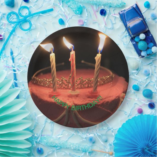 Assiettes En Carton Bougies flamboyantes Plaque de papier de gâteau d' (Fête)