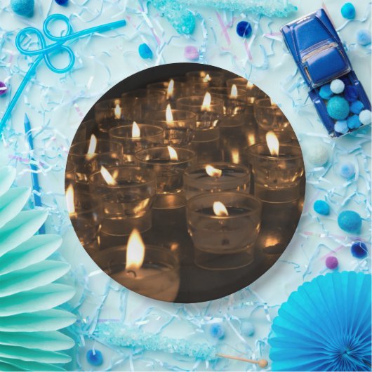 Assiettes En Carton Bougies romantiques Lumières de flamme Plaques (Fête)