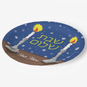 Assiettes En Carton Bougies Shalom Shabbat personnalisées avec étoiles (Angle)