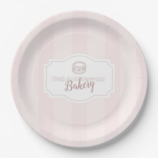 Assiettes En Carton Boulangerie de gâteaux rose Pastel personnalisée (Devant)