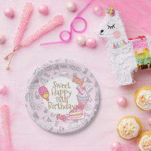 Assiettes En Carton Boulangerie douce et boissons rose
