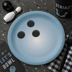 Assiettes En Carton Boule de bowling bleue