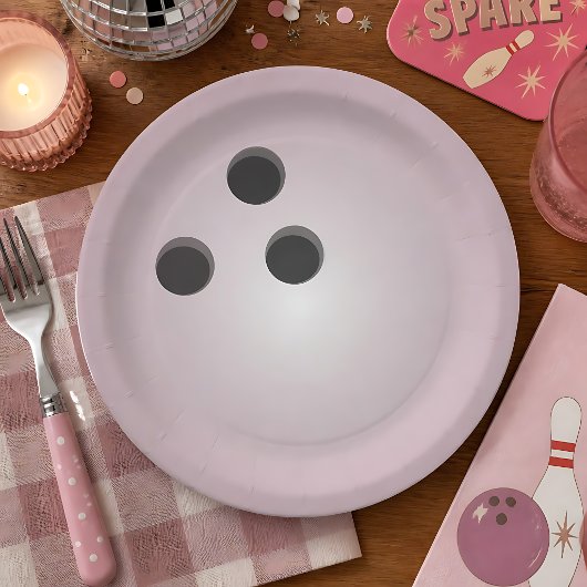 Assiettes En Carton Boule de bowling rose