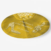 Assiettes En Carton Boule de disco d'or et anniversaire de talons (Angle)