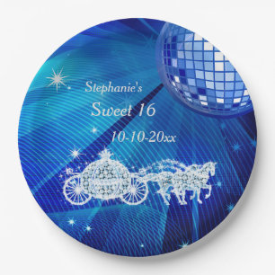 Assiettes En Carton Boule de disco, Princess Coach & Chevaux Sweet 16